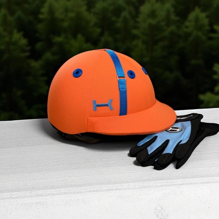 Polo Helmet – Orange with Royal Blue Accents