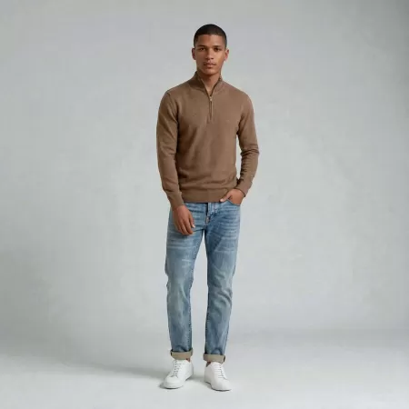 Cashmere Quarter-Zip Light Brown Cashmere Quarter-Zip Light Brown