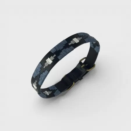 DOG COLLAR - POLO BELT BLACK AND BLUE DOG COLLAR - POLO BELT BLACK AND BLUE