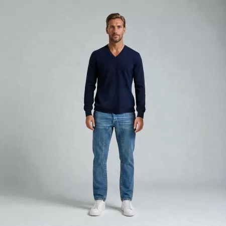 Cashmere V-Neck Navy Blue Cashmere V-Neck Navy Blue