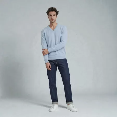 Cashmere V-Neck Light Blue Cashmere V-Neck Light Blue