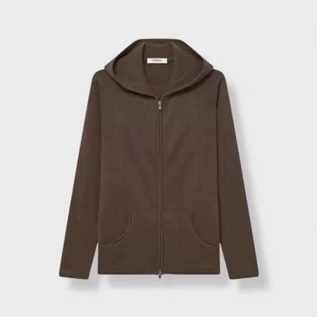 Cashmere Zip Hoodie Brown