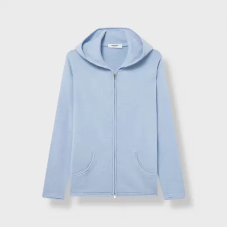 Cashmere Zip Hoodie Light Blue