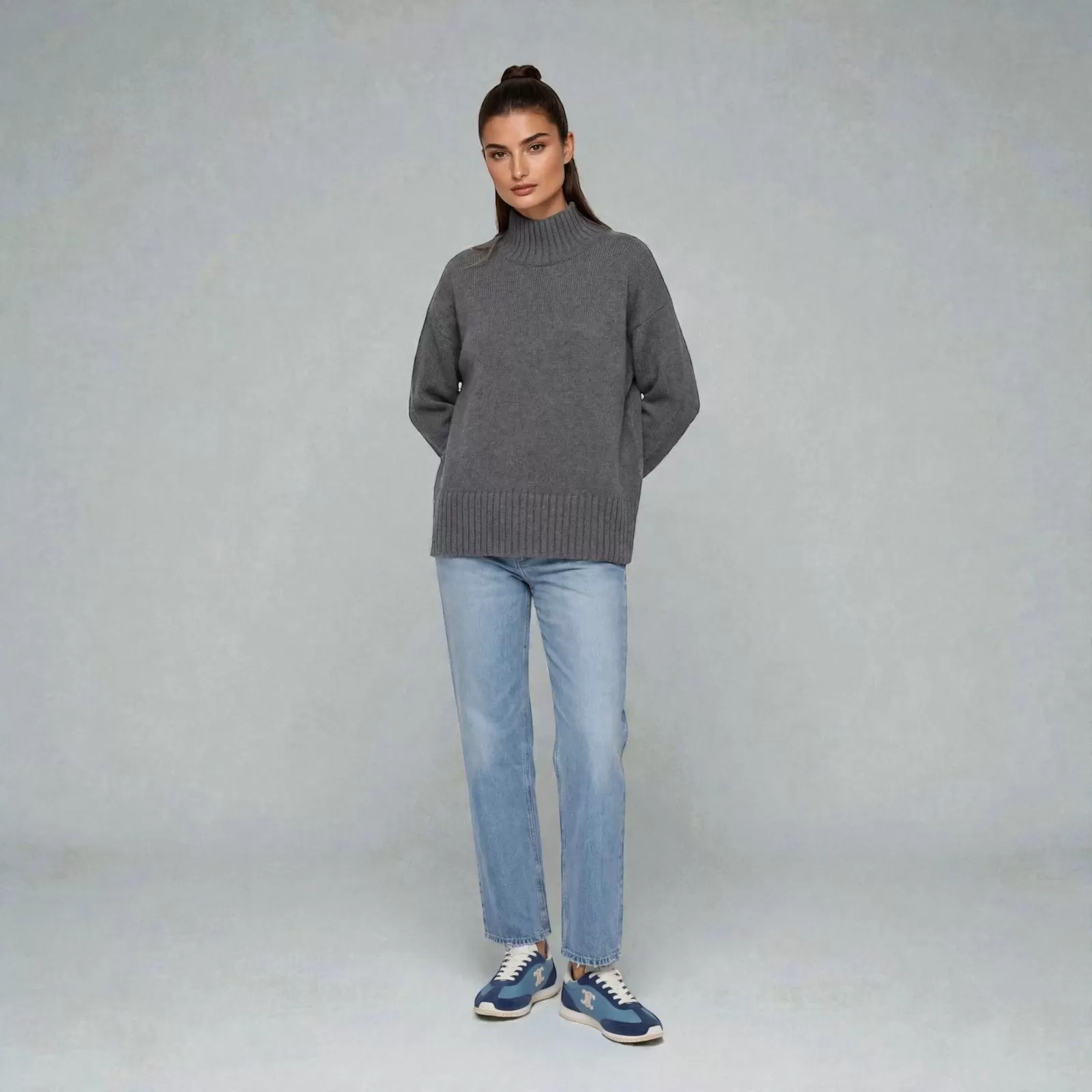 Cashmere Turtle Neck Sweater Grey Cashmere Turtle Neck Sweater Grey