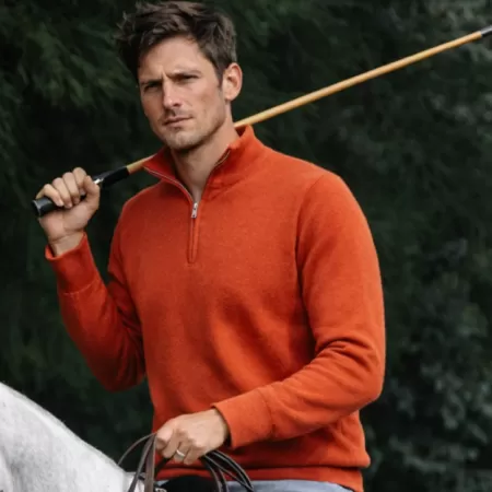 Cashmere Quarter-Zip Orange Cashmere Quarter-Zip Orange
