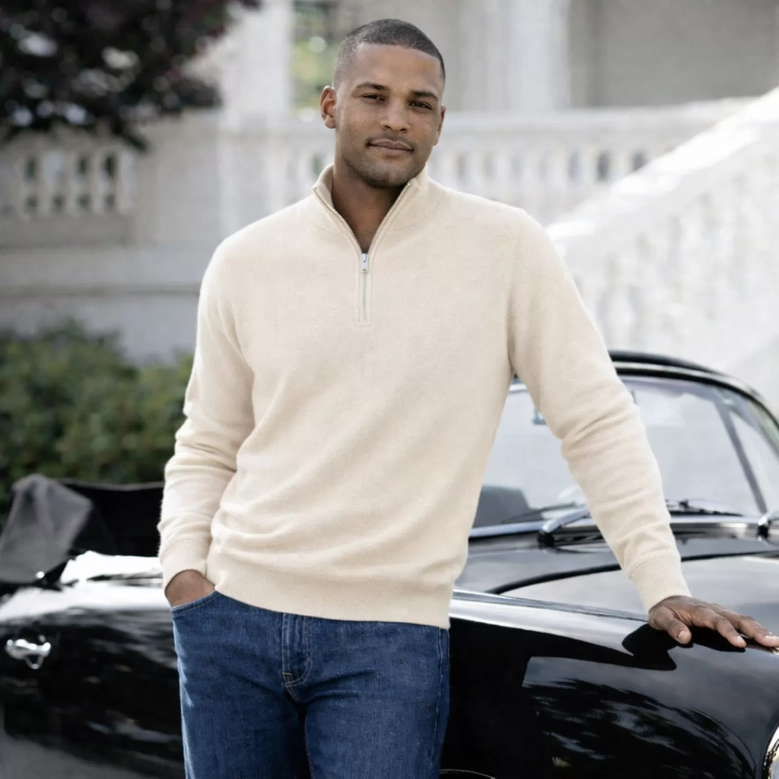 Cashmere Quarter-Zip Light Beige Cashmere Quarter-Zip Light Beige