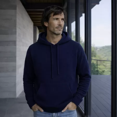 Cashmere Hoodie Navy Blue Cashmere Hoodie Navy Blue