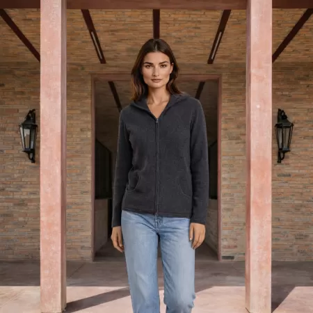 Cashmere Zip Hoodie Charcoil