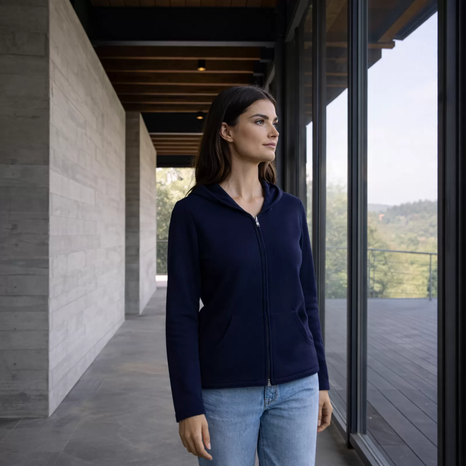 Cashmere Zip Hoodie Navy Blue Cashmere Zip Hoodie Navy Blue