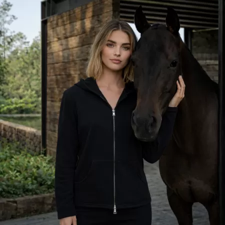 Cashmere Zip Hoodie Black