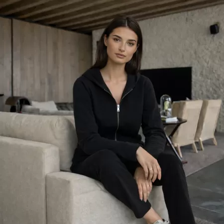 Cashmere Zip Hoodie Black Cashmere Zip Hoodie Black