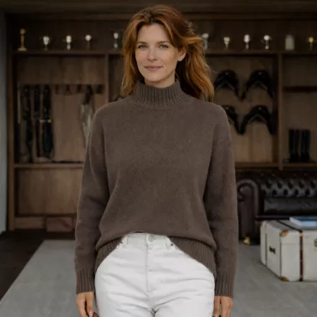 Cashmere Turtle Neck Sweater Brown
