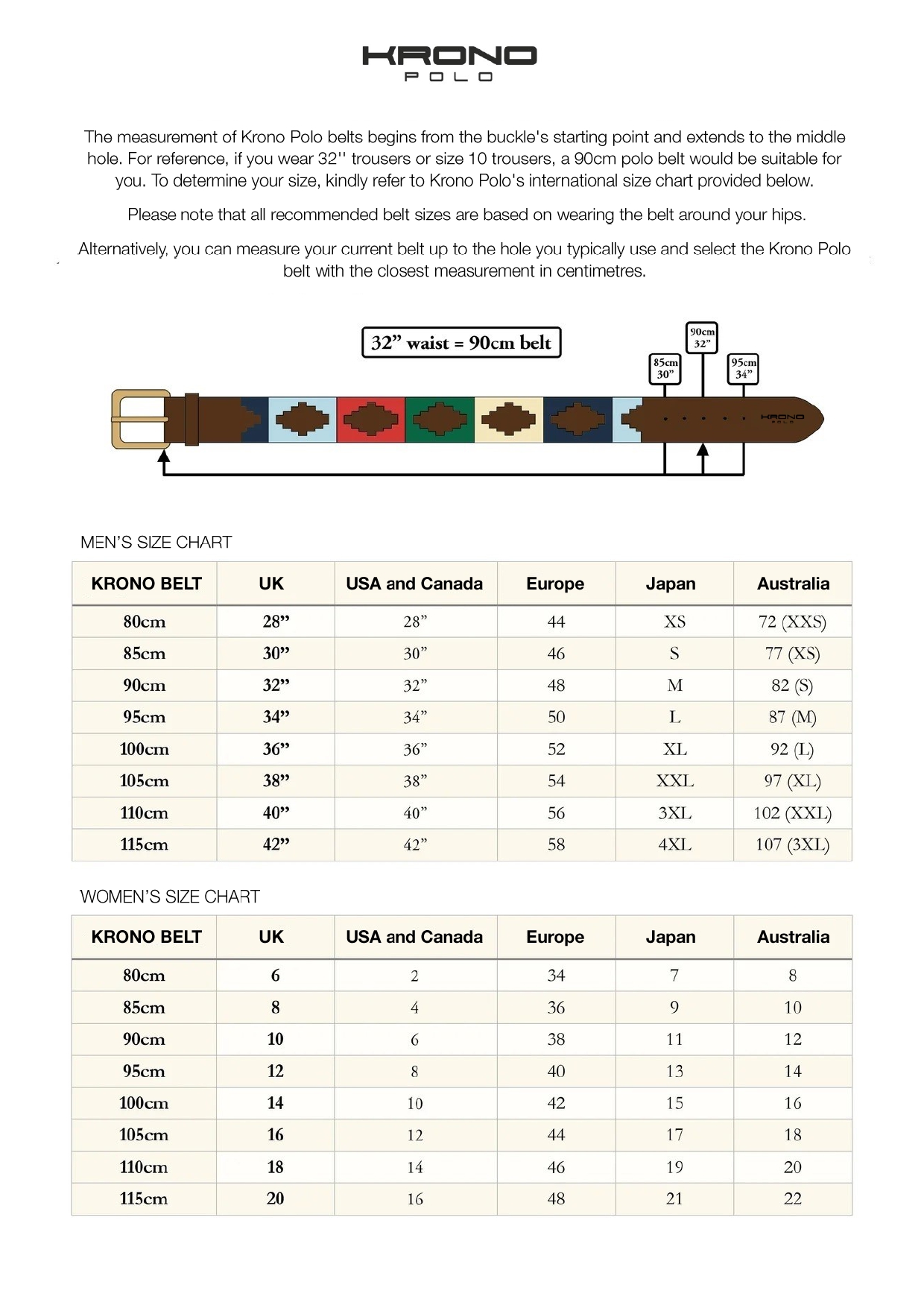 belt size 105 cm